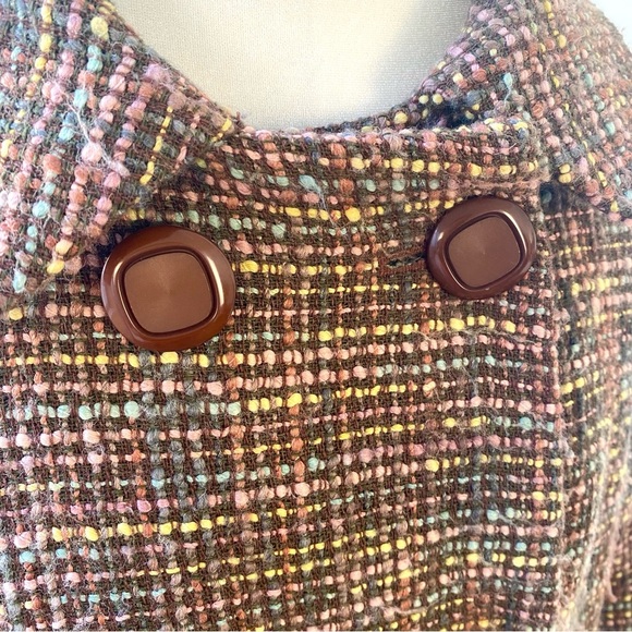 Kimchi & Blue Wool Blend Tweed Coat in Multicolor Brown Plaid, Size M - Picture 6 of 14
